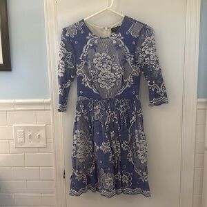 Topshop Blue and White Patterned Dress